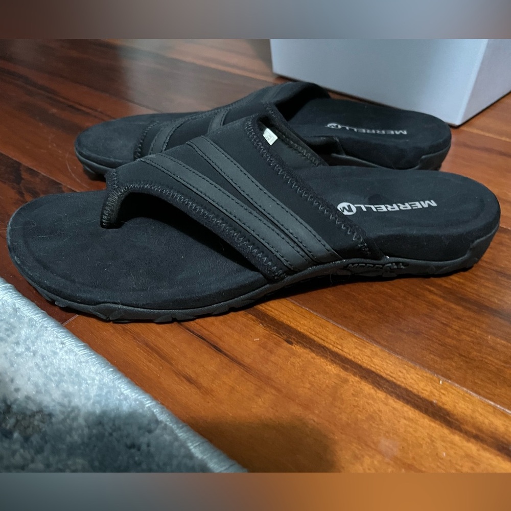Merrell Black Suede One toe Slippers Slides Shoes Size 8
